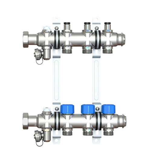 Распределительная гребенка Elsen со встроенными вентилями на 8 контура EMi02.08, нержавеющая сталь (Элсен)