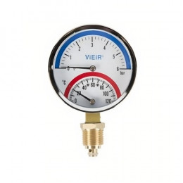 ViEiR Термоманометр 1/2", вертикальный (80 мм/10 бар) (YE10)