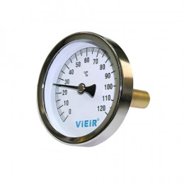 ViEiR Термометр 1/2", горизонтальный 63 мм, 0-120 С° с гильзой 50 мм (YL18)