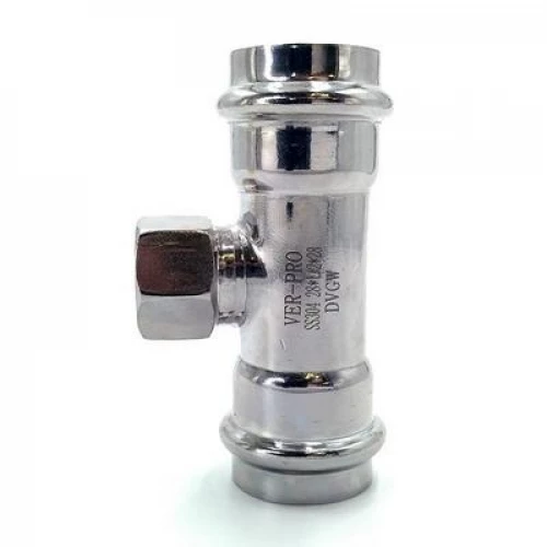 ViEiR Ver-Pro Тройник пресс для нерж. трубы с переходом на ВР 18×3/4"×18 VPTF18418